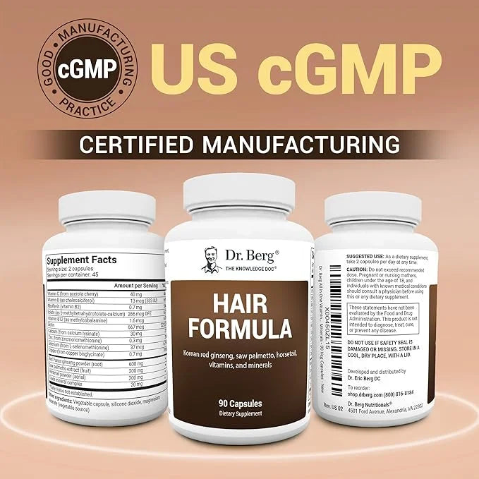 Dr. Berg All-in-One Vitamins for Hair, Skin, & Nails - Advanced Formula with Biotin, Saw Palmetto, DHT Blocker, & Trace Mi...
