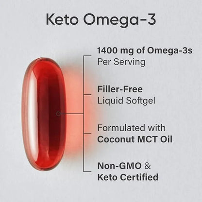Sports Research Keto Omega Fish Oil with Wild Sockeye Salmon, Antarctic Krill Oil, Astaxanthin & Coconut MCT Oil - 1200mg ...