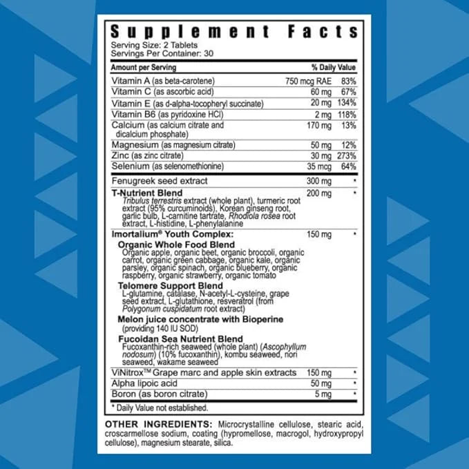 Youngevity XeraTest™ Hormonal Support for Men - Testosterone Support + Telomere Health - With Fucoidan Blend, Whole Foods,...
