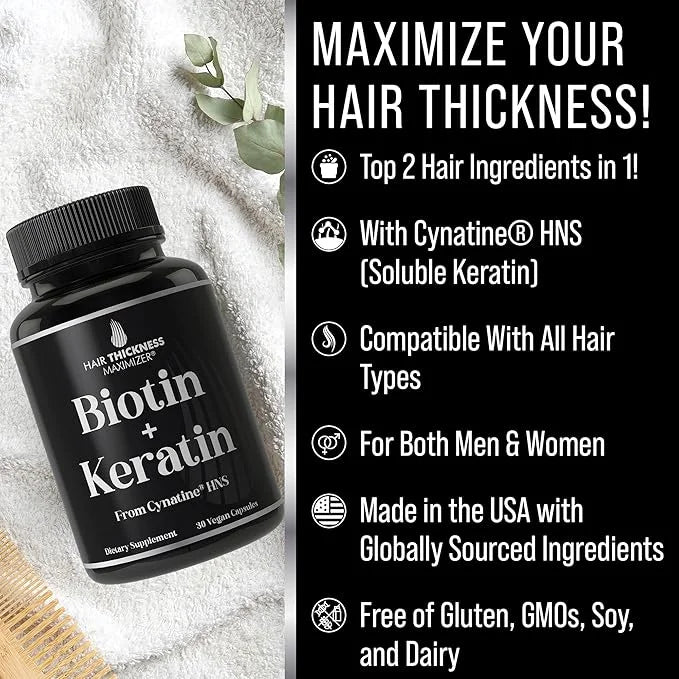 Biotin + Soluble Keratin 10000mcg Biotin 2-in-1 Hair