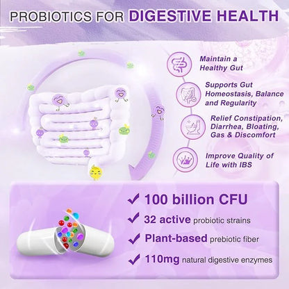 ZEBORA Probiotics for Women Digestive Health 100 Billion 90 Capsules