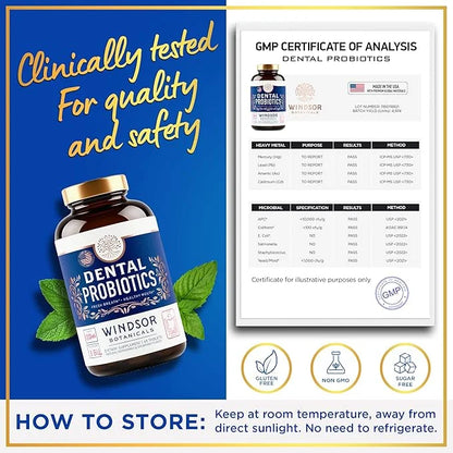 Oral Probiotics for Teeth and Gums - 3BN CFU Lactobacillus Salivarius, Paracasei, K12 Pro B, Inulin Dental Probiotics for ...