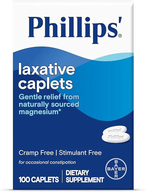 Phillips' Laxative Caplets, With Naturally Sourced Magnesium Supplement for Gentle Relief of Occasional Constipation, Cram...