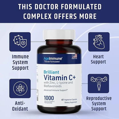 Vitamin C 1000mg Complex with L-Lysine 500mg, Zinc 12mg, Bioflavonoids 300mg. Doctor Bottles.(2)