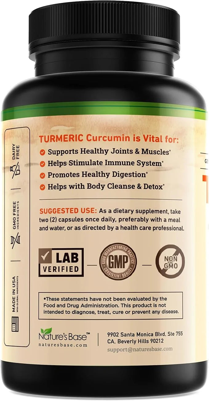 Turmeric Curcumin Supplement with Ginger & (240 Count) 95% Curcuminoids