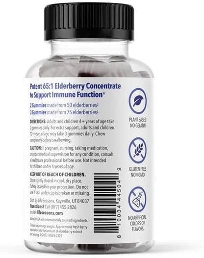 LifeSeasons Clinical Immunity 25 Elderberries D3, Zinc 75 Gummies