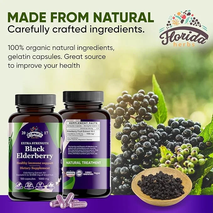 Black Elderberry Capsules 200 Count 10,000mg | 200 Vegan 2