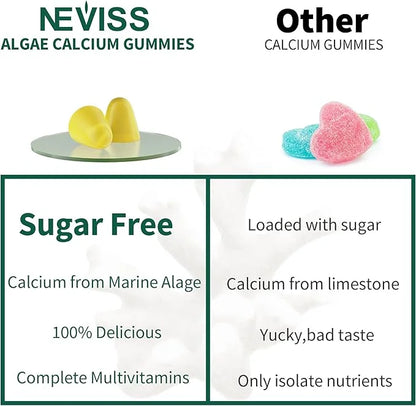 (2 Pack) Algae Calcium Gummies 600mg D3, C,