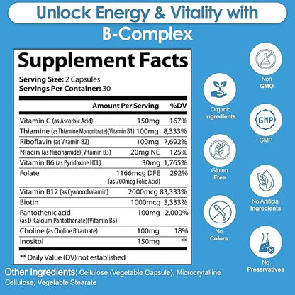 Vitamin B Complex with Vitamin C 11-in-1 B-Complex 60 Vegetarian