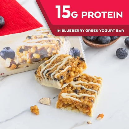 Atkins Blueberry Greek Yogurt Protein Meal Bar, High Fiber, 15g Protein, 3g Sugar, 5g Net Carbs, Meal Replacement, Keto Fr...