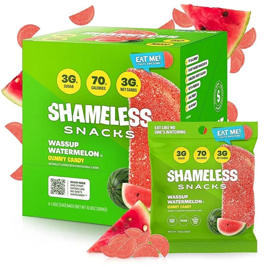 Shameless Snacks - Healthy Low Calorie Snacks, Low Carb Keto Gummies (Gluten Free Candy) - 6 Pack Wassup Watermelon - Prod...