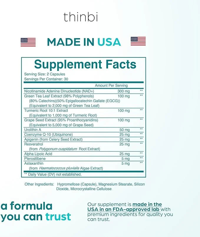 NAD Supplement 8457 mg – Extra Strength NMN Alternative Liposomal NAD+ for Women & Men w/ Urolithin A, Resveratrol, CoQ10,...