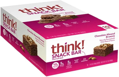 think! Protein Bars with Chicory Root for Fiber, Digestive Support, Gluten Free with Whey Protein Isolate, Chocolate Almon...