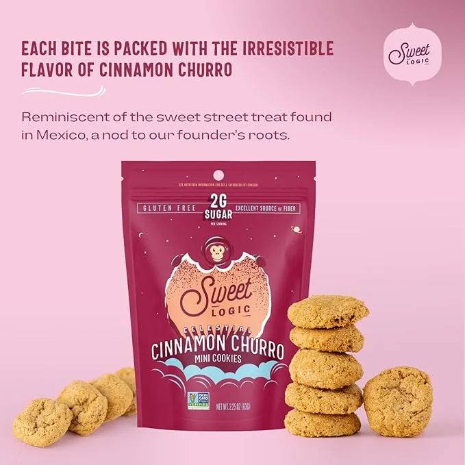 Sweet Logic Mini Cookies - Cinnamon Churro Snickerdoodle Cookies - Nut Free - Gluten Free Snacks - Keto - High Fiber - Non...