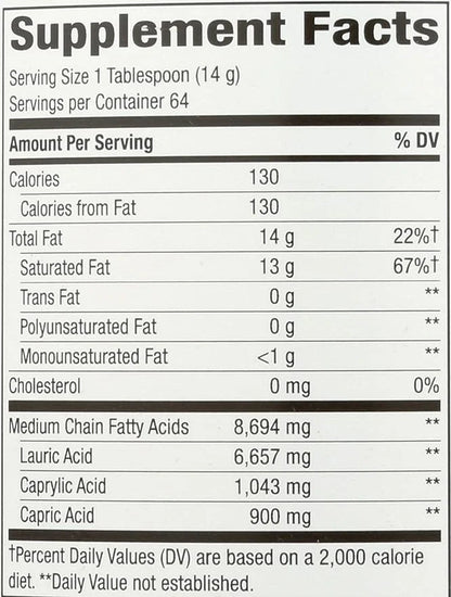 Nature's Way Organic Extra Virgin Coconut Oil, Pure Source of MCTs, Cold-Pressed, 32 Oz. - Product Image