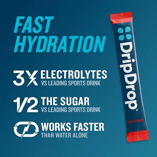 DripDrop Hydration - Fruit Punch - Electrolyte Drink Mix Single Serve Hydration Powder Packets | Non-GMO, Gluten Free, Veg...