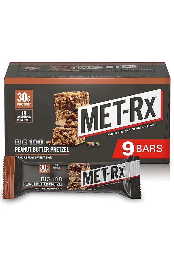 MET-Rx Big 100 Colossal Protein Bars, Great as Healthy Meal Replacement, Snack, and Help Support Energy, Peanut Butter Pre...