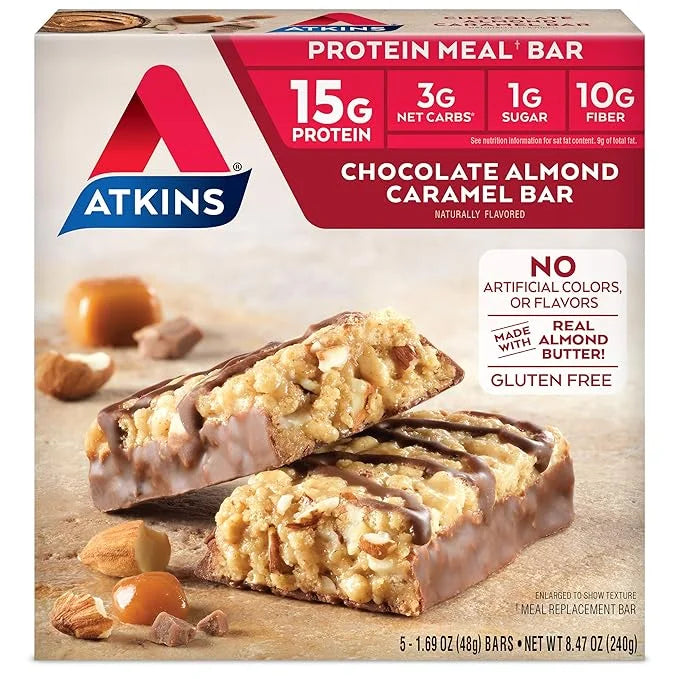Atkins Chocolate Almond Caramel Bar, Keto-Friendly, Gluten Free with Real Almond Butter, 5 Count (Pack of 1) - Product Image