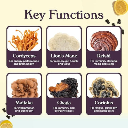 Nutrops Sugar-Free Functional Nootropics Mushroom Gummies for adult, Herbal Brain Supplement Gummy for Energy, Brain Healt...