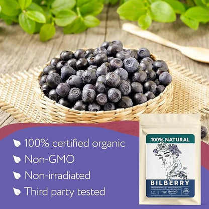 Wild Bilberry Dried Fruits (6 oz.) – Bilberry Tea - Superfood berries -Whortleberry (Vaccinium myrtillus) - Antioxidant, I...