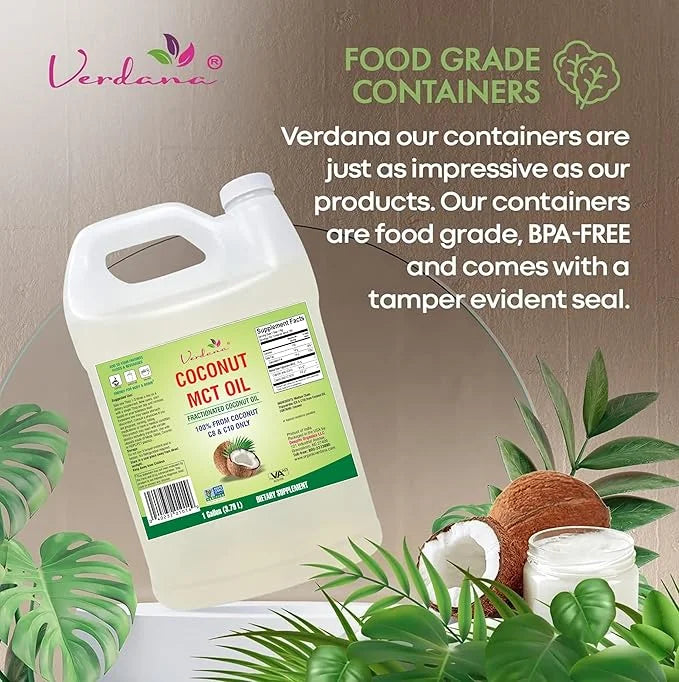 Verdana MCT Oil, Fractionated, 100% from Coconut - 1 Gallon - Kosher Food Grade, Vegan, Non-GMO - Great for Keto and Paleo...