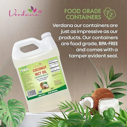 Verdana MCT Oil, Fractionated, 100% from Coconut - 1 Gallon - Kosher Food Grade, Vegan, Non-GMO - Great for Keto and Paleo...
