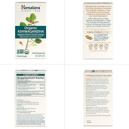 Himalaya Organic Ashwagandha, 90 Day Supply, 670 mg, 90 Caplets