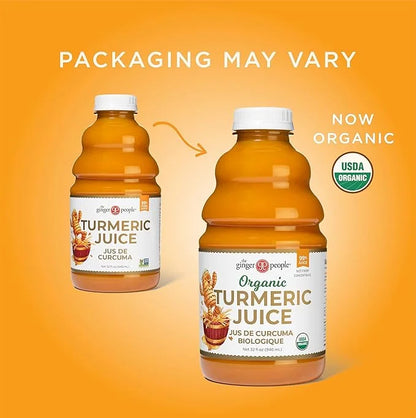 Organic Turmeric Juice, 99% Pure Turmeric Juice by The Ginger People – Drug Free Support, Non-GMO, Premium Quality, 32 Fl ...