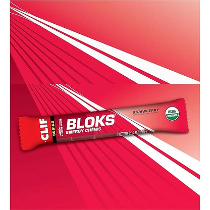 CLIF BLOKS - Strawberry Flavor - Energy Chews - Non-GMO - Plant Based - Fast Fuel for Cycling and Running - Quick Carbohyd...