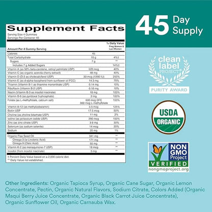 SmartyPants Organic Prenatal Vitamins for Women, 3 (ALA), D3, C, B12, B6, B6, Vitamin K2 & 180 Count (45 Day
