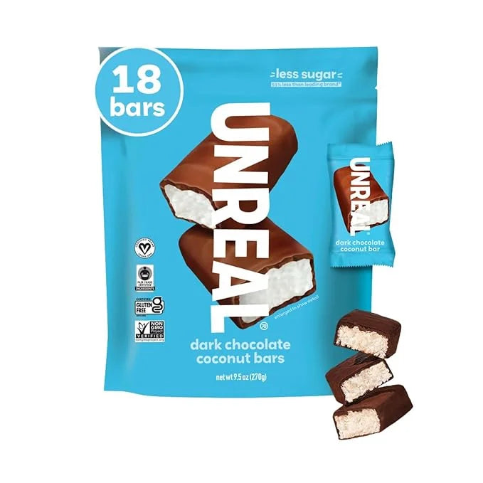 UNREAL Dark Chocolate Coconut Bars (Value Size Bag) | Vegan, 3g Sugar, & 3 Simple Ingredients | Non-GMO, Gluten Free, & Fa...