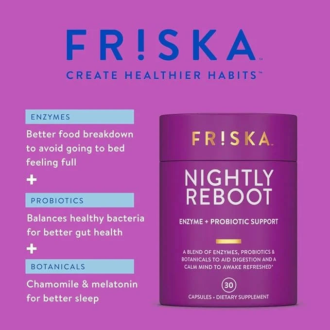 FRISKA Nightly Reboot Enzyme and Probiotics 30 Capsules