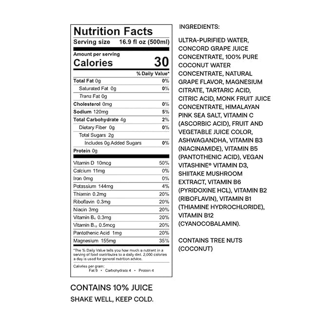 Barcode Premium Sports Hydration Drink - No Added Sugar, Concord Grape, 12 Pack - Adaptogen Drink with Electrolytes - Plan...