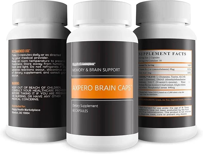 Axpero Brain Caps - Our Best Memory Brain Support Supplement for Women & Men - Axpero Oral Memory Supplement for Brain - B...