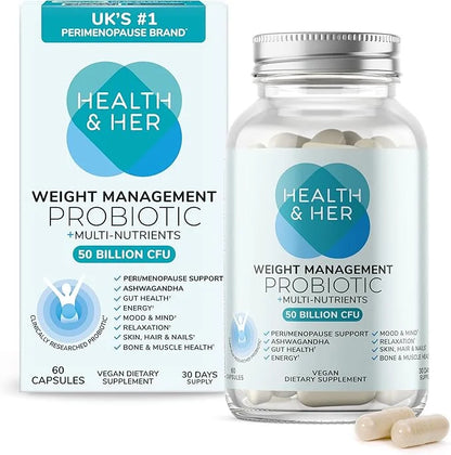 Health & Her Weight Management Probiotic | Perimenopause & Menopause - Clinically Studied 50bn CFU probiotic to Support Gu...