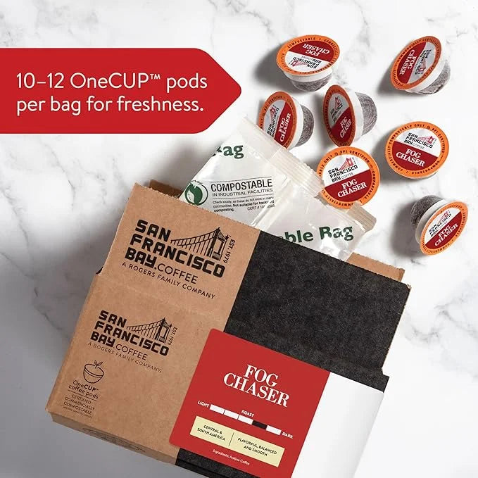 San Francisco Bay Compostable Coffee Pods - Fog Chaser (12 Ct) K Cup Compatible including Keurig 2.0, Medium Dark Roast (P...