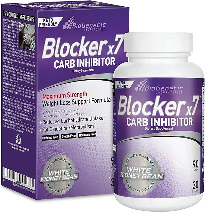 BioGenetic Labs Carb Blocker X7 - White Kidney Bean Cheat Pill - Keto-Friendly - Carb Blocker Pills for Women and Men - Ap...