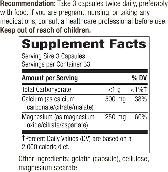 Nature's Way Calcium & Magnesium Mineral 750 mg 100 Capsules