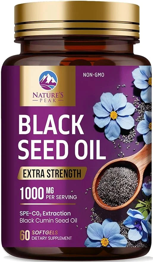 Black Seed Oil 1000mg - Premium Extra Strength Nigella Sativa Black Seed Oil - Black Cumin Seed Oil for Skin, Digestive He...