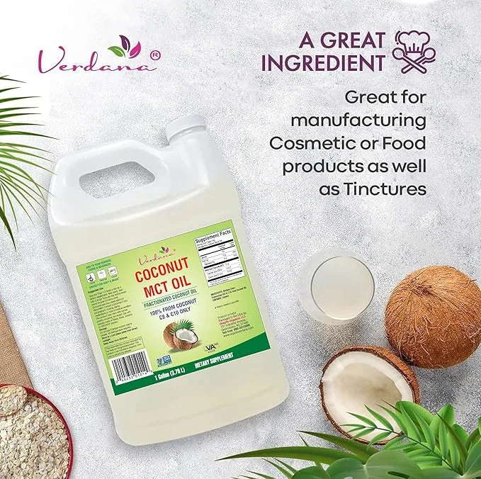 Verdana MCT Oil, Fractionated, 100% from Coconut - 1 Gallon - Kosher Food Grade, Vegan, Non-GMO - Great for Keto and Paleo...