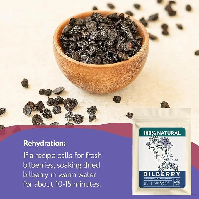 Wild Bilberry Dried Fruits (6 oz.) – Bilberry Tea - Superfood berries -Whortleberry (Vaccinium myrtillus) - Antioxidant, I...
