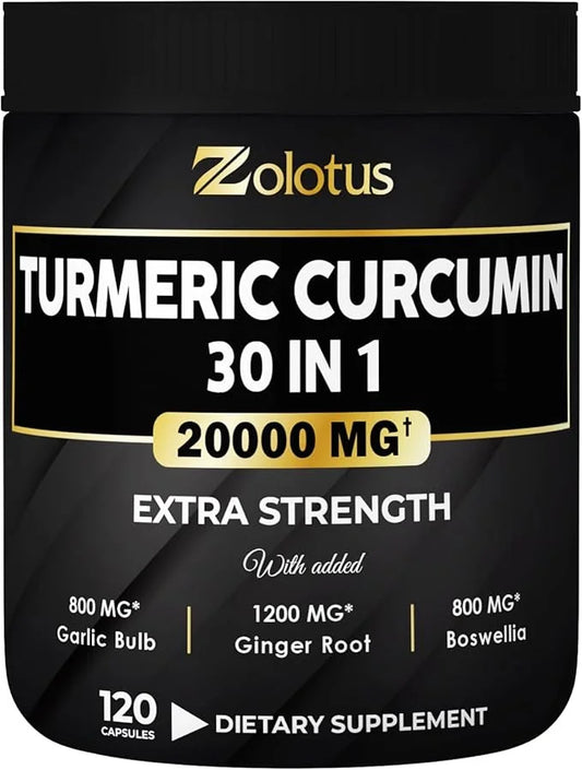30 in 1 Turmeric Curcumin + 95% Curcuminoids, 20000mg, with 120 Capsules