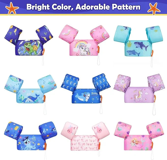 Moko Toddler Swim Vest for Kids, 20-50 lbs/22-66 lbs Clearance Swim Arm Band Cartoon Swimming Wings Pool Float Vests Sleev...