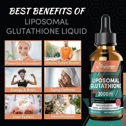 2000MG Liposomal Glutathione Liquid Drops, Enhanced 4.05 OZ
