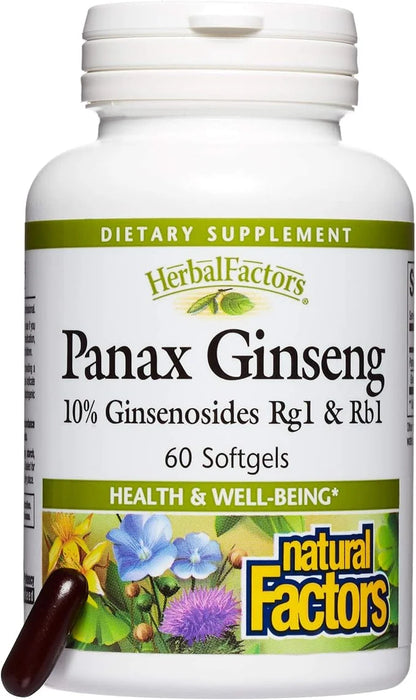 HerbalFactors by Natural Factors, Panax Ginseng, 60 softgels (60 servings)