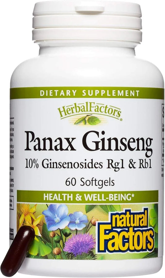 HerbalFactors by Natural Factors, Panax Ginseng, 60 softgels (60 servings)