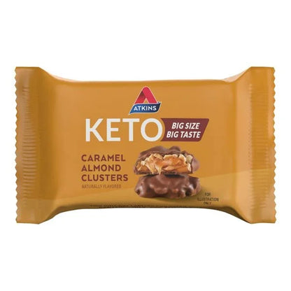 Atkins Caramel Almond Clusters, Gluten Free, High in Fiber, 1g Sugar, 2g Net Carb, Keto Friendly, 20 Count - Product Image