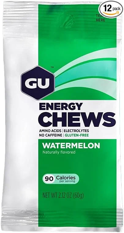 GU Energy Chews, Watermelon Energy Gummies with Electrolytes, Vegan, Gluten-Free, Kosher, Caffeine-Free, and Dairy-Free On...