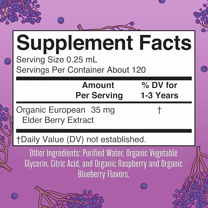 MaryRuth Organics Toddler Elderberry Syrup, USDA 1-3 Years, 1 Fl