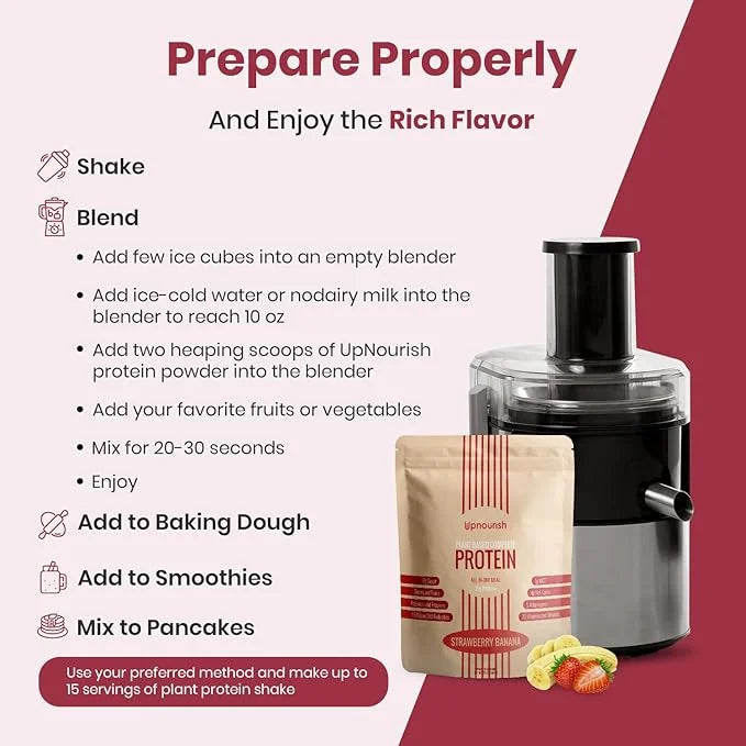 UpNourish Strawberry Banana Vegan Protein Powder 54 Superfoods Powder,1.5 Billion CFU Probiotics 21g Plant Based Protein,N...